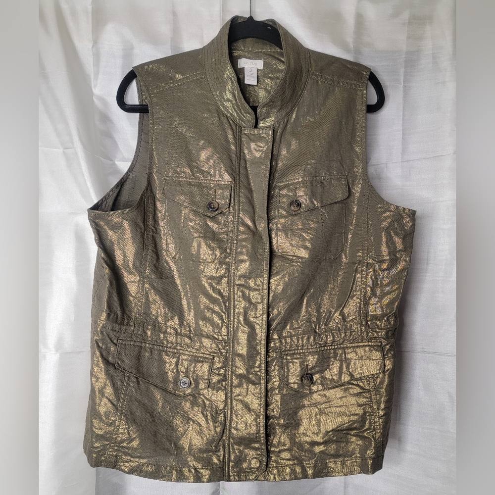 Chico's Shimmering Gold Linen Blend Top